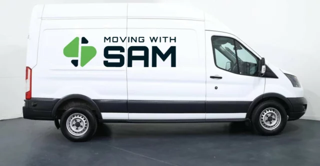 A Moving with Sam branded van