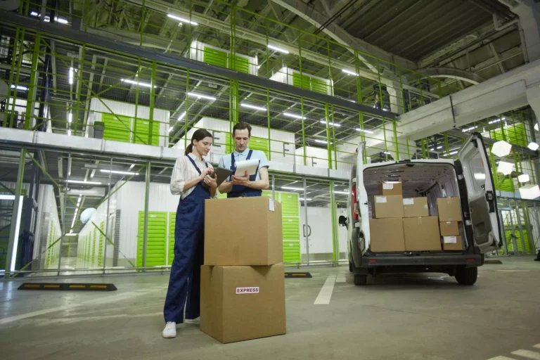 Warehouse team loading a van